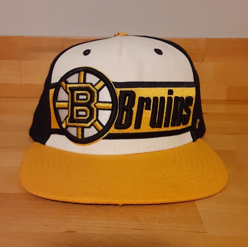 Zephyr Wool Blend Leather Strap Back Flat Brim Embroidered Boston Bruins Hat